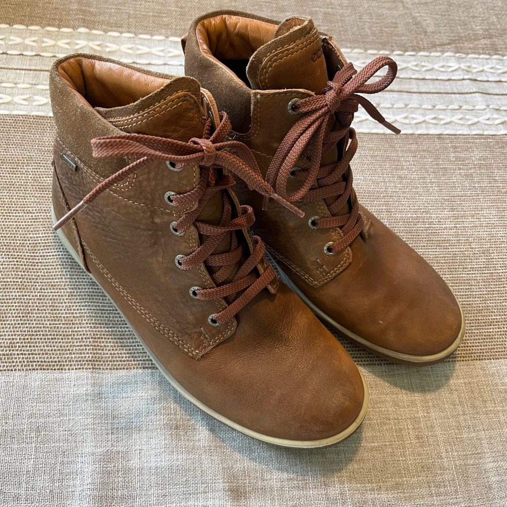 Ecco Soft 7 Tred Gore-Tex Brown Leather Waterproof Ankle Boots Womens 39